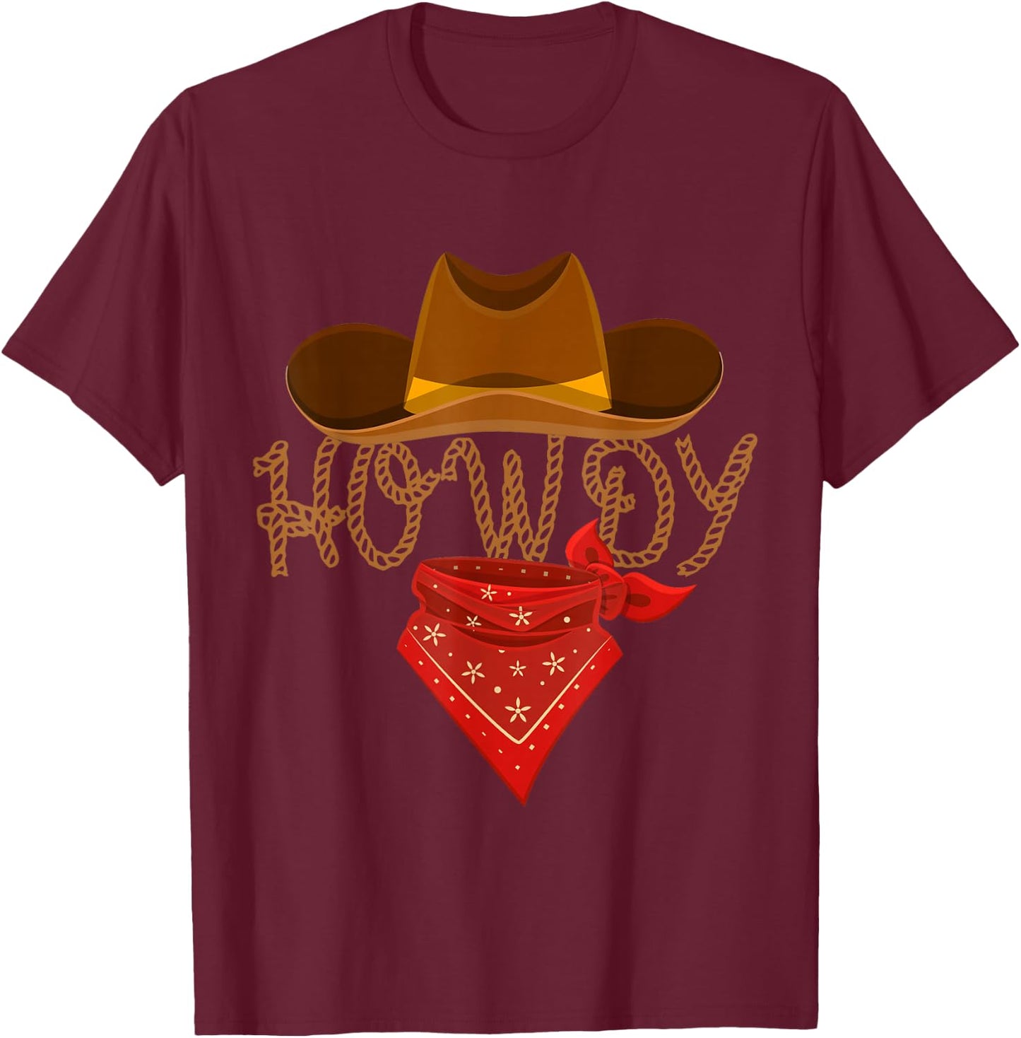 Distressed Howdy Cowboy T-Shirt - T-Shirt | Maroon