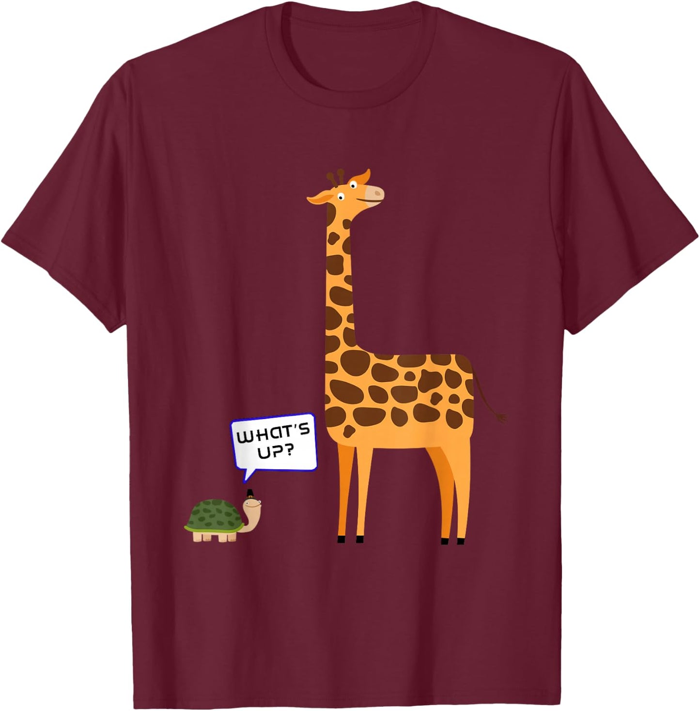 What's Up? Funny Turtle and Giraffe gift T-Shirt - T-Shirt | Maroon