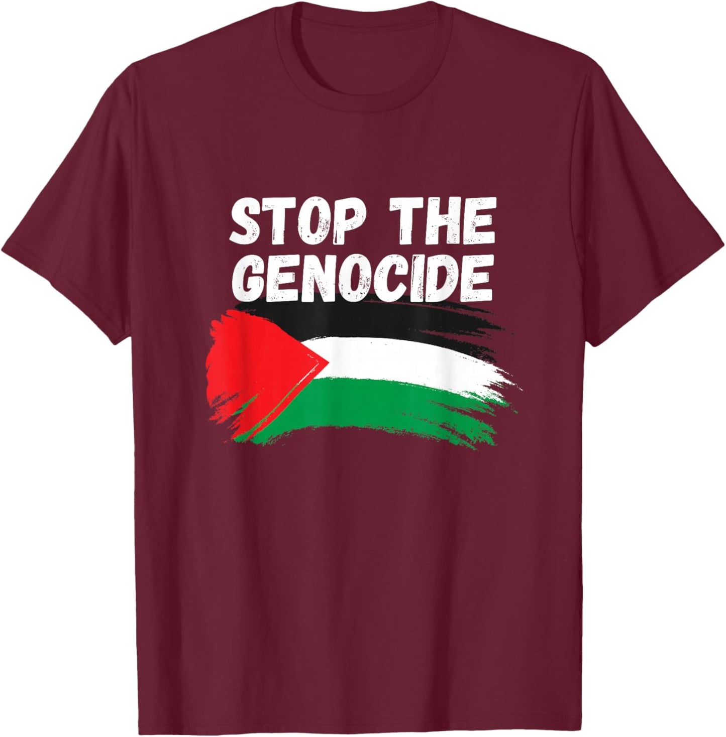 Stop The Genocide Flag T-Shirt - T-Shirt | Maroon