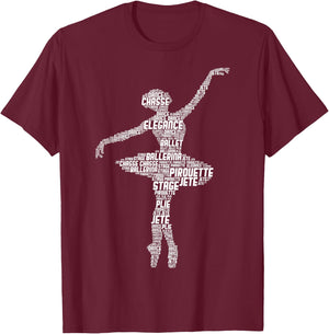 Ballerina Ballet Girls Women T-Shirt - T-Shirt | Maroon