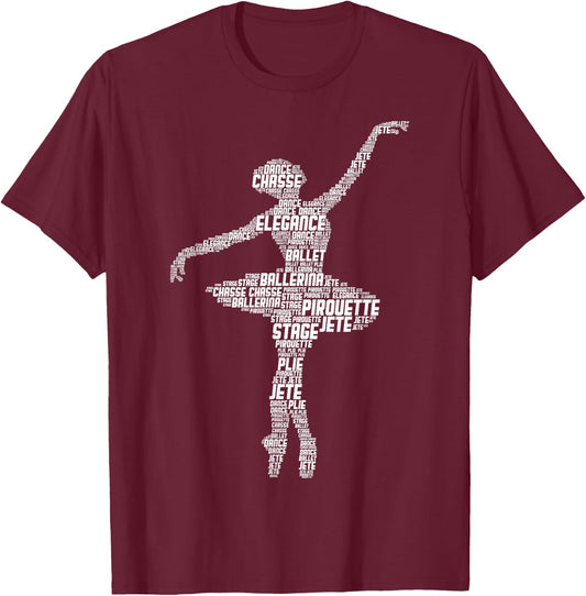 Ballerina Ballet Girls Women T-Shirt - T-Shirt | Maroon