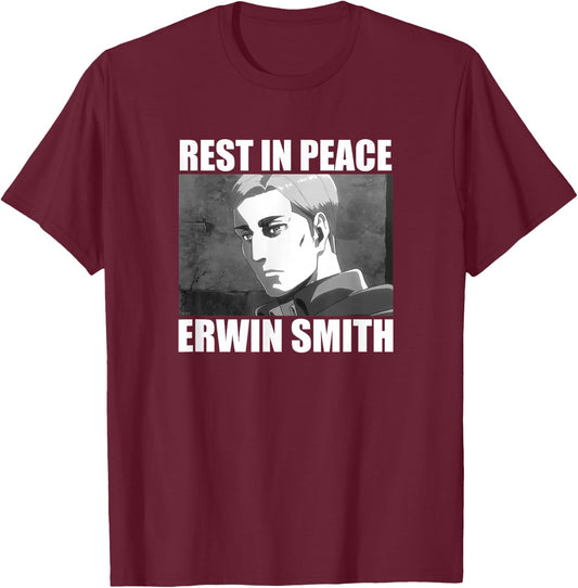 Attack on Titan Season 3 Rest in Peace Erwin Smith Anime T-Shirt - T-Shirt | Maroon