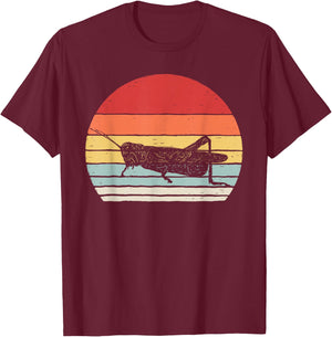 Vintage Retro Grasshopper Insect T-Shirt - T-Shirt | Maroon
