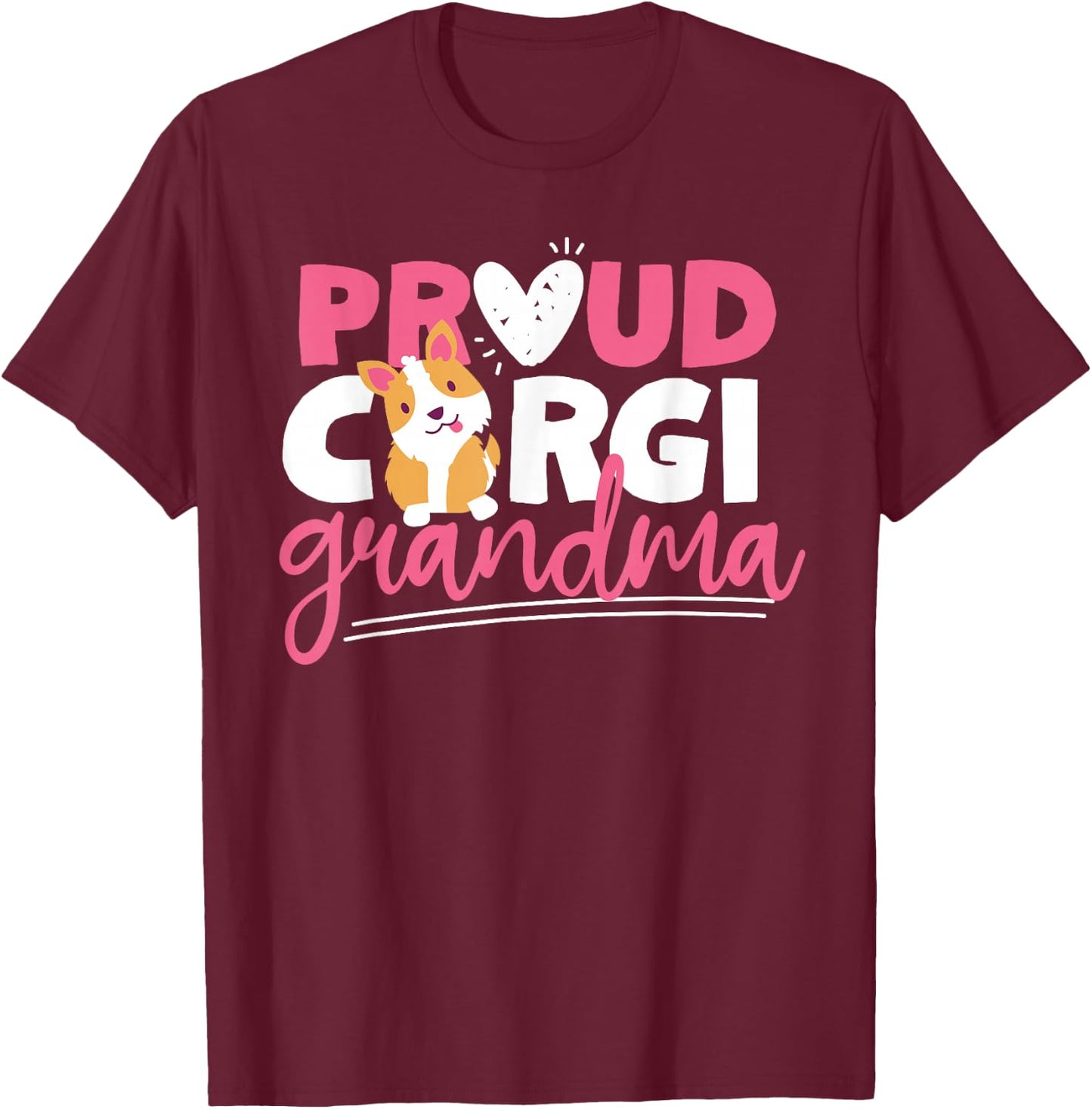 Proud Corgi Grandma T-Shirt - T-Shirt | Maroon