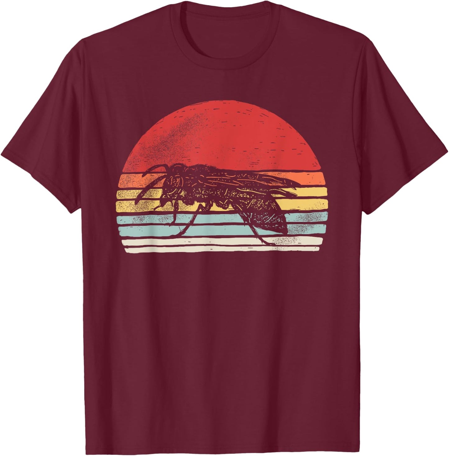Vintage Retro Wasp Insect T-Shirt - T-Shirt | Maroon