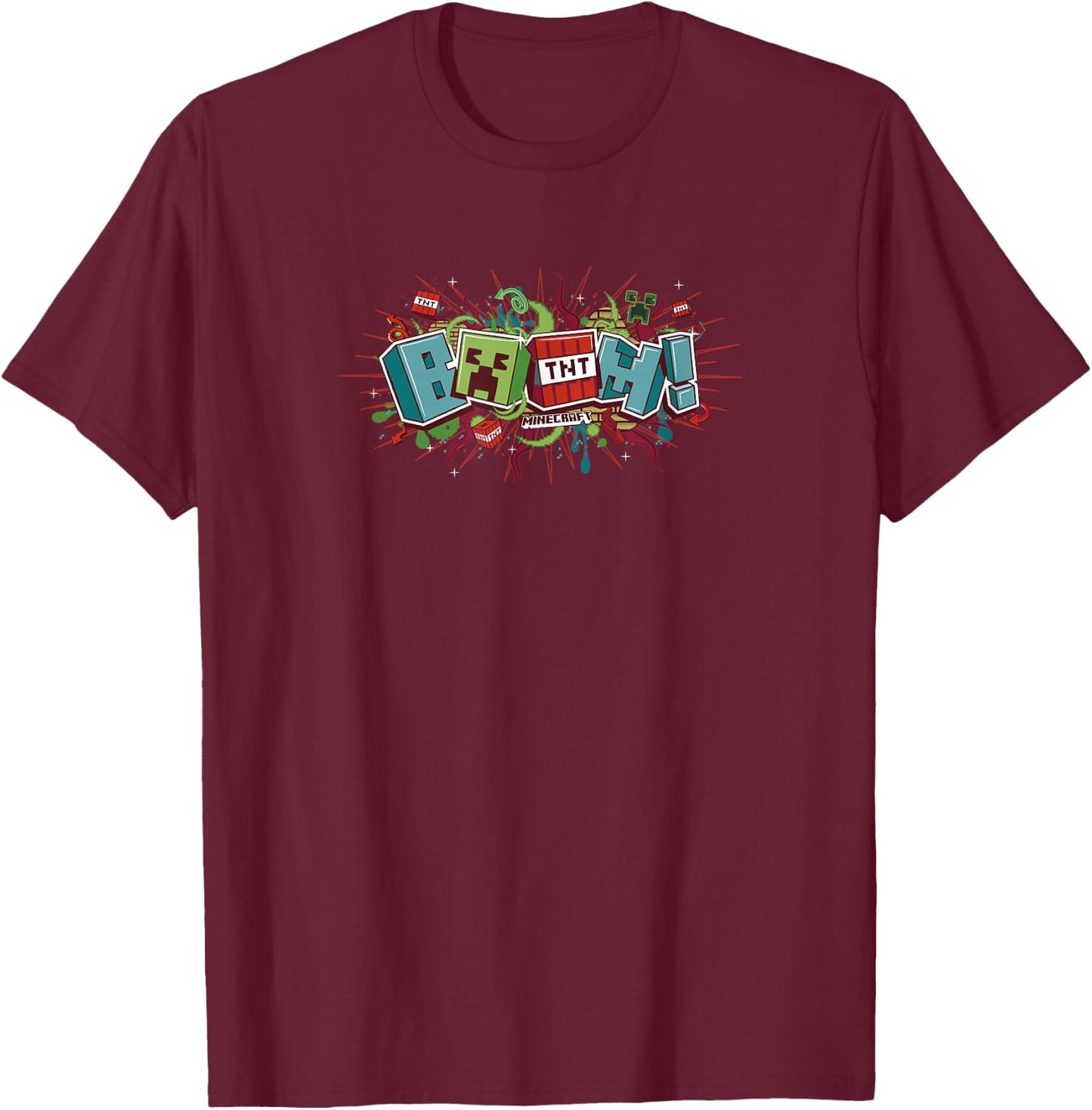 Minecraft Funtage BOOM! TNT Explosion T-Shirt - T-Shirt | Maroon