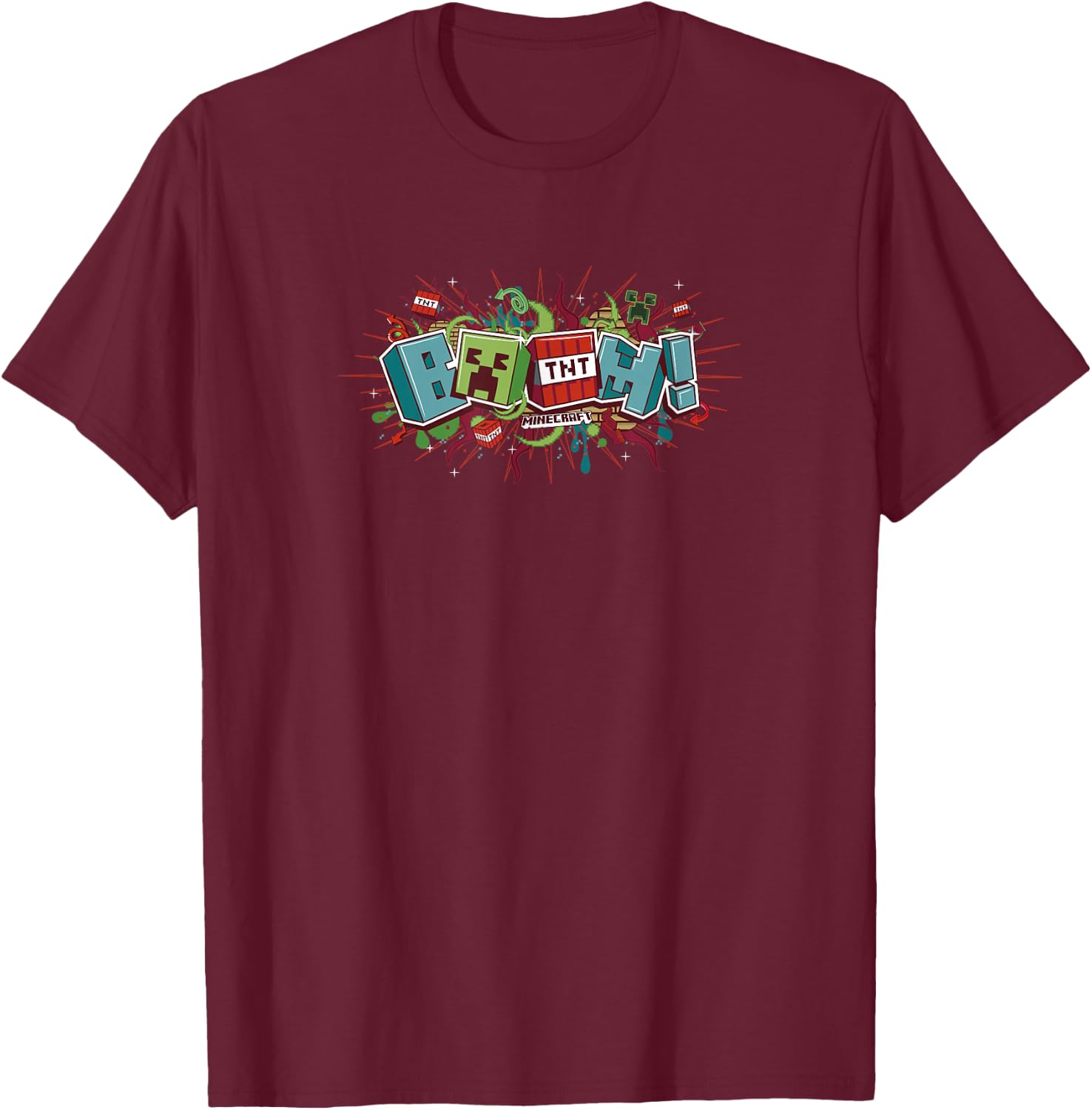 Minecraft Funtage BOOM! TNT Explosion T-Shirt - T-Shirt | Maroon
