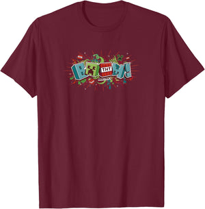 Minecraft Funtage BOOM! TNT Explosion T-Shirt - T-Shirt | Maroon