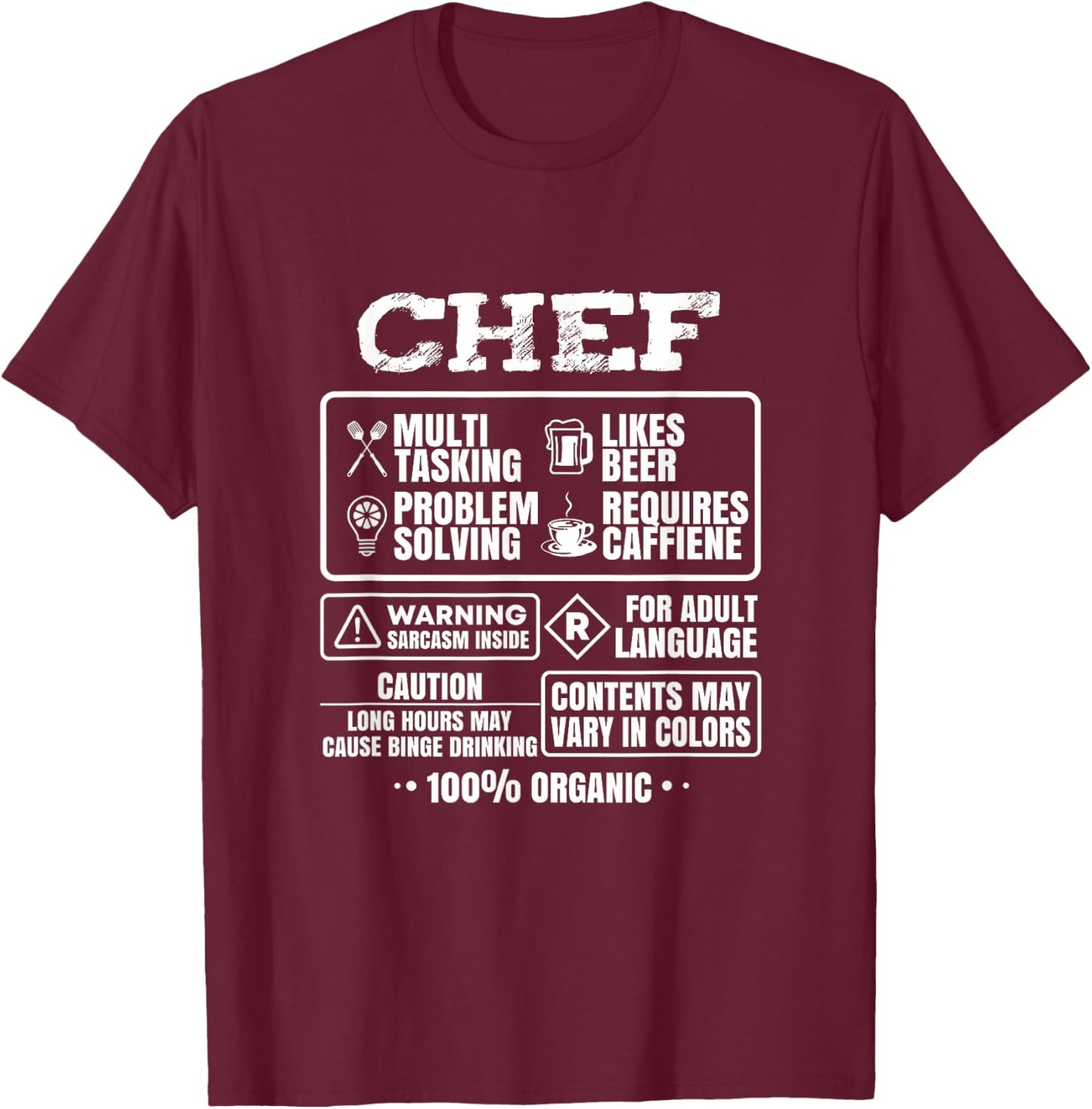 Funny Chef Cooking Gift Kitchen Women Men Food T-Shirt - T-Shirt | Maroon