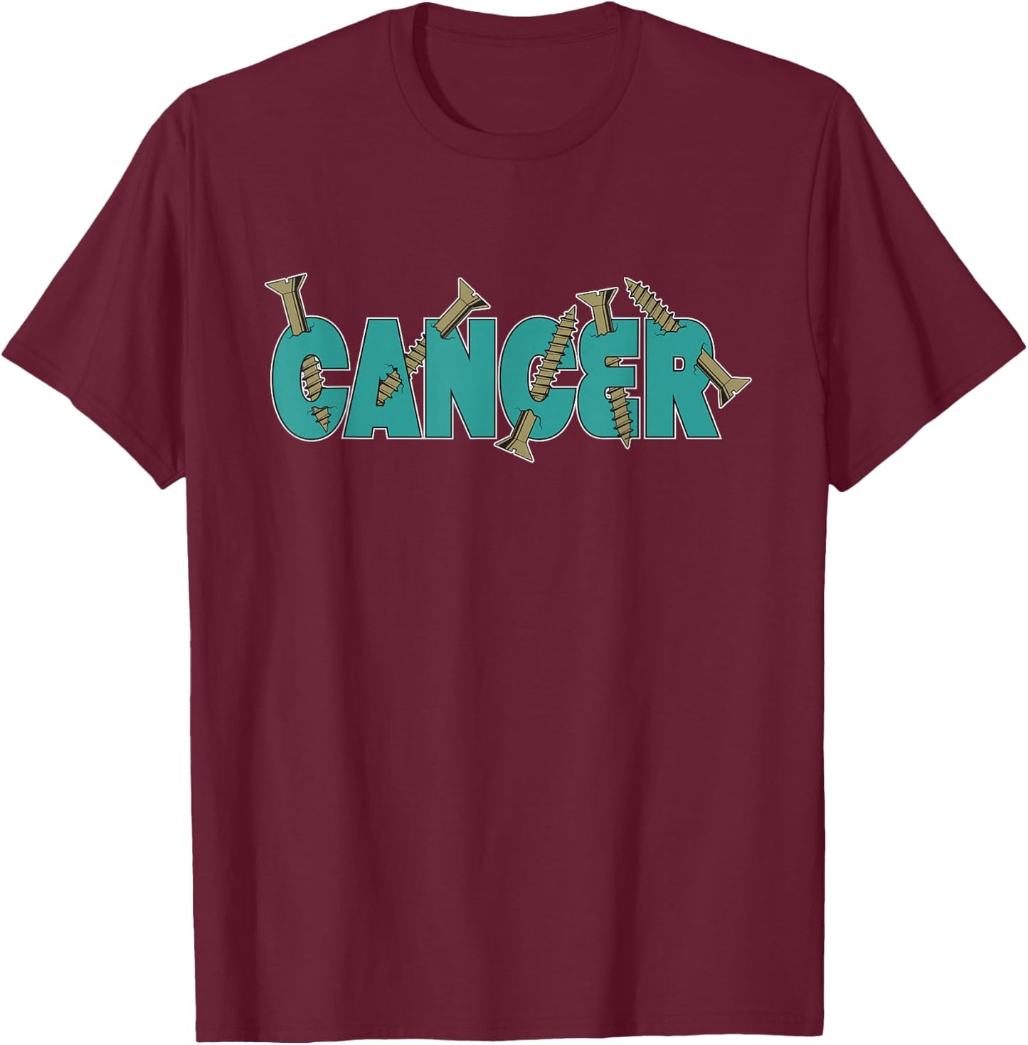 Funny Survivor Screw Cancer Live A Happy Life T-Shirt - T-Shirt | Maroon