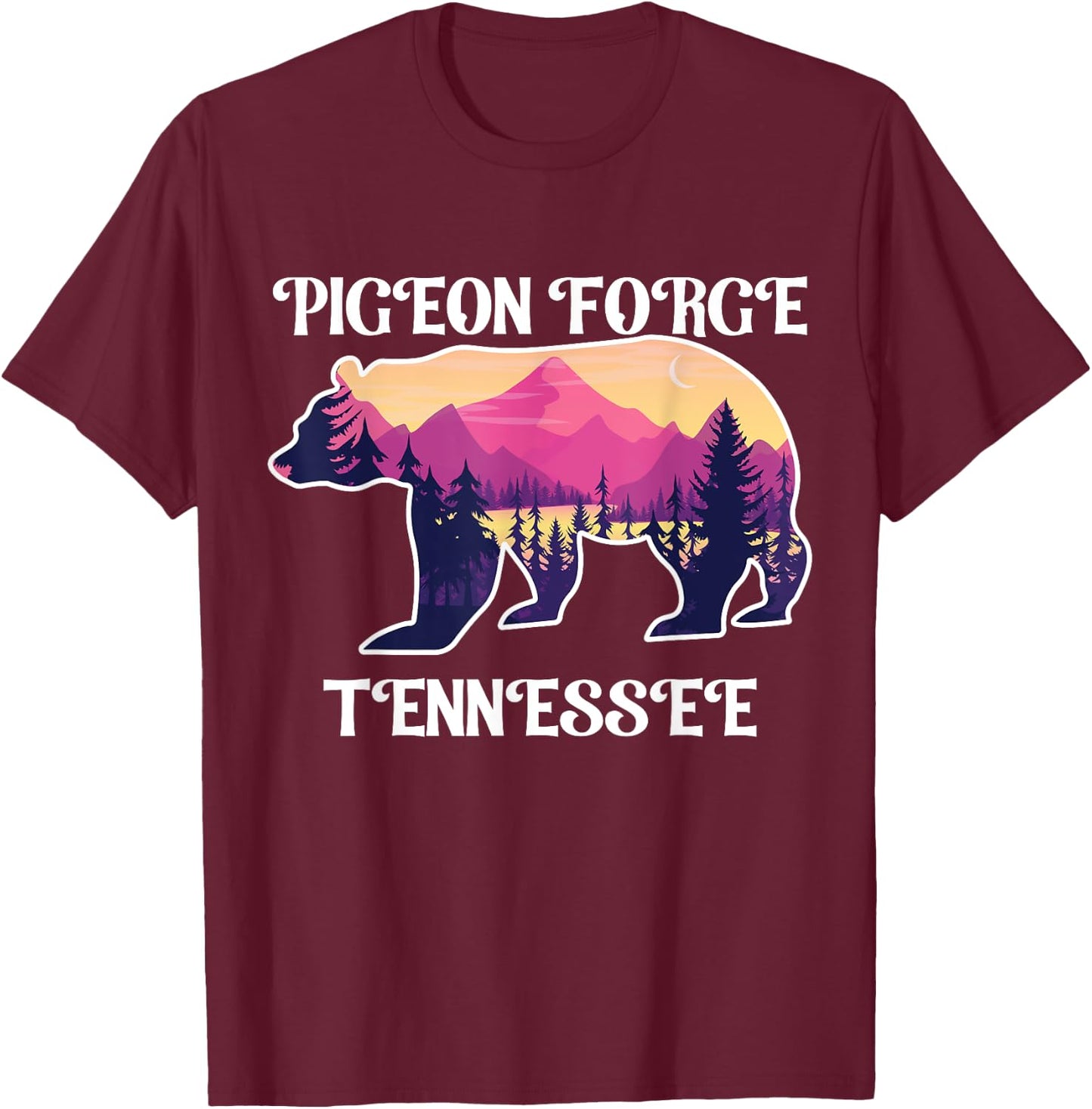 Pigeon Forge Tennessee Souvenirs Great Smoky Mountains Bear T-Shirt - T-Shirt | Maroon