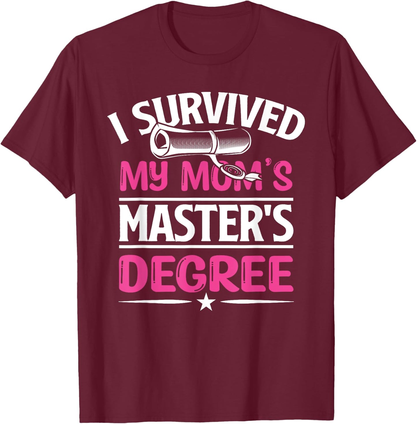 I Survived My Mom's Master's Degree Graduation Mother's Day T-Shirt - T-Shirt | Maroon