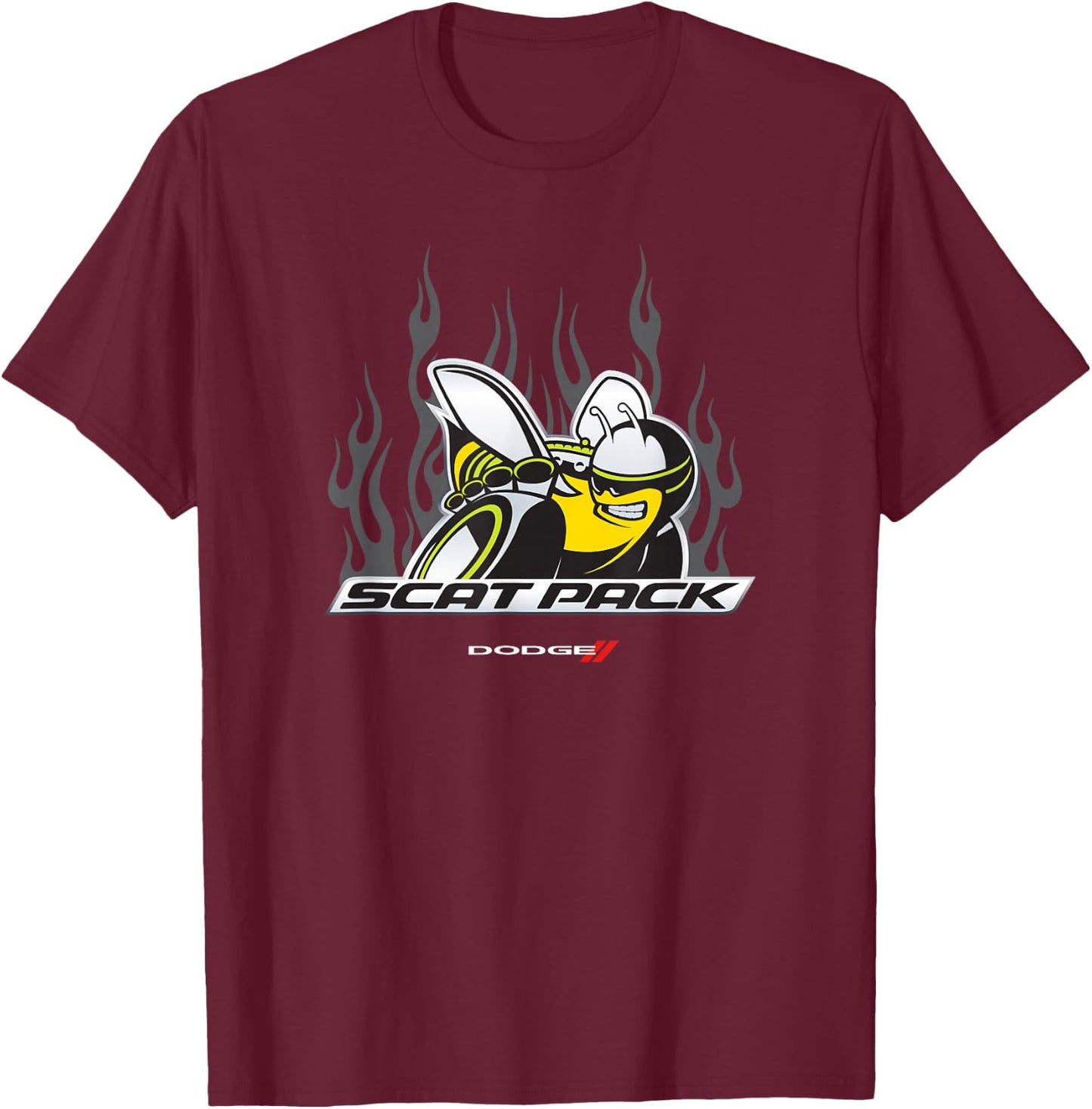 Dodge Scat Pack Flames T-Shirt - T-Shirt | Maroon