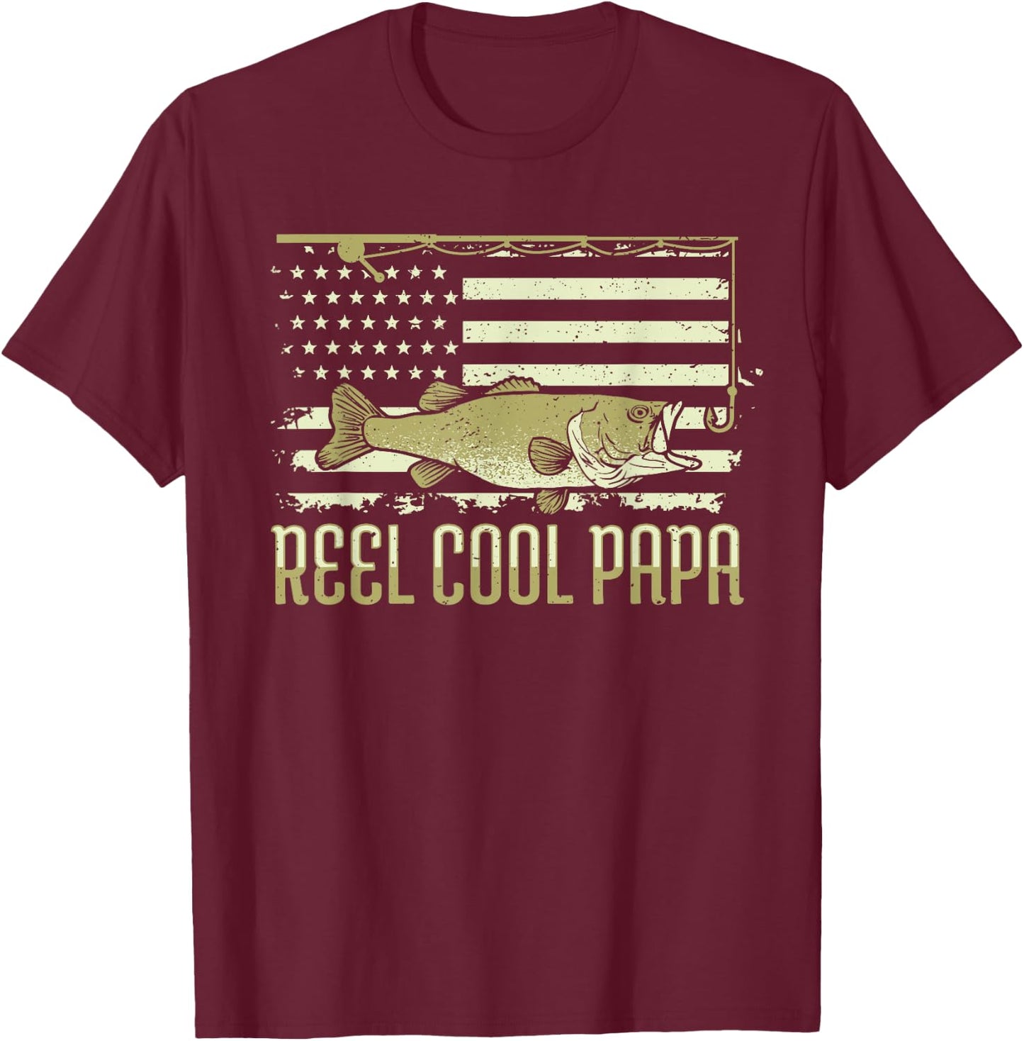 Fishing Gift Dads: Reel Cool Papa T-Shirt - T-Shirt | Maroon