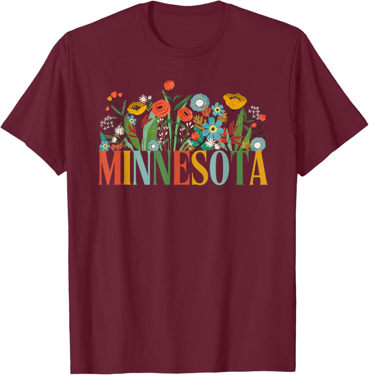 Minnesota Floral Vacation Group Matching T-Shirt - T-Shirt | Maroon