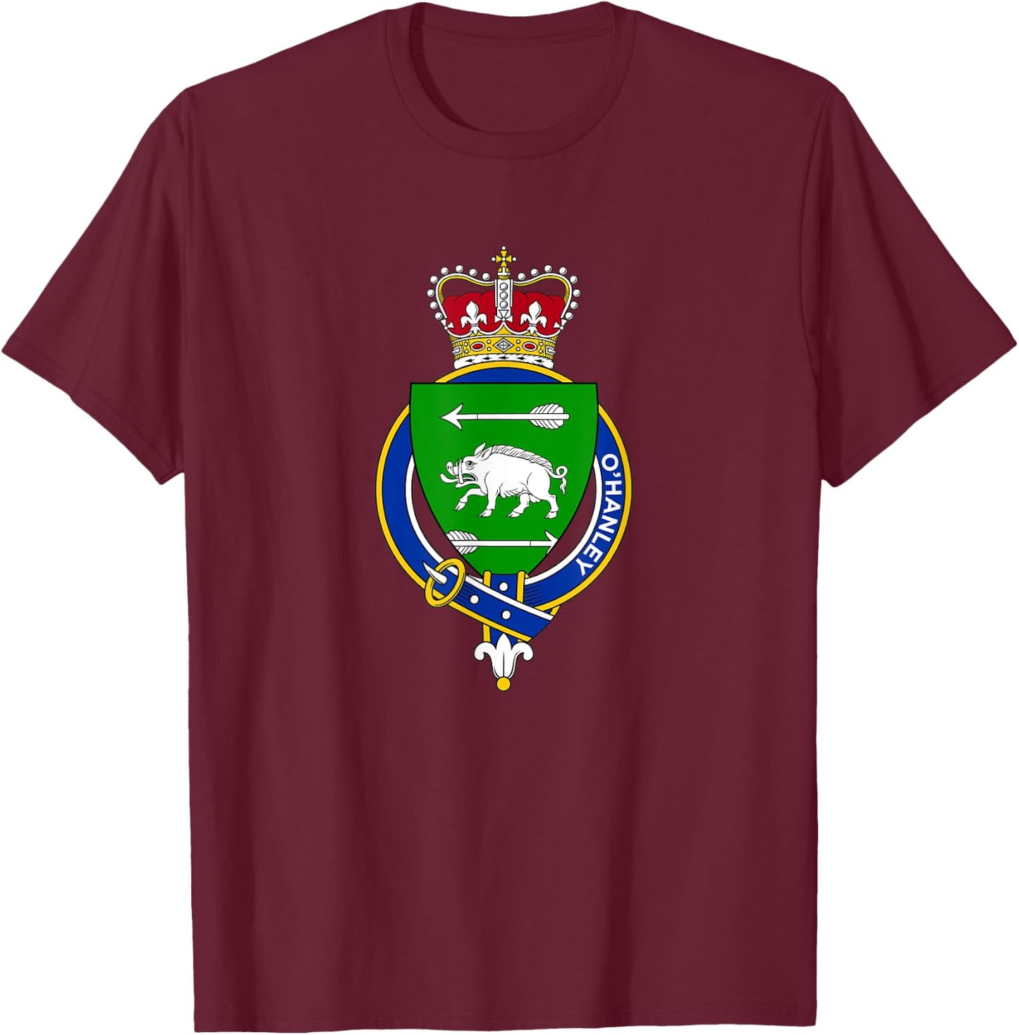 O'Hanley Coat of Arms - Family Crest T-Shirt - T-Shirt | Maroon