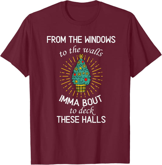from The Windows to The Wall Christmas Tree Xmas T-Shirt - T-Shirt | Maroon