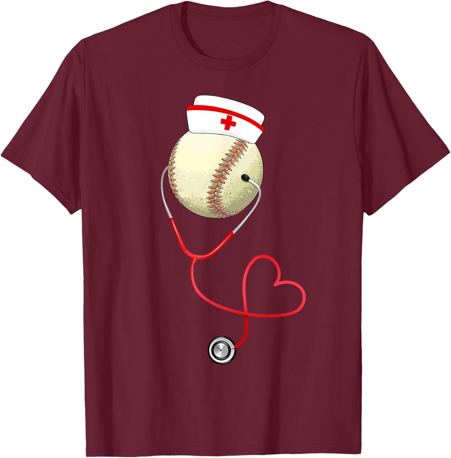 Baseball Nursing Funny For Nurse's Day Sports Medical Lover T-Shirt - T-Shirt | Maroon