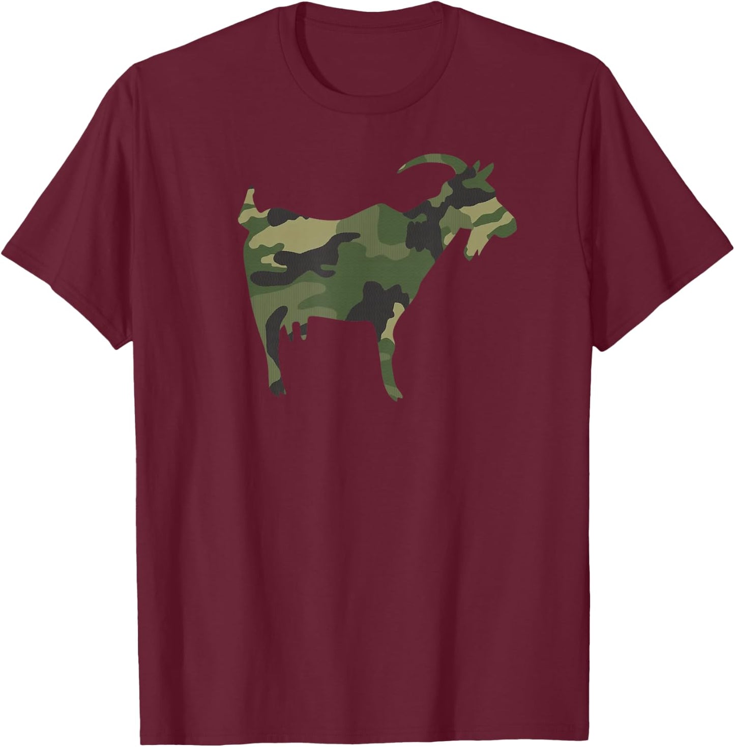 Camo Goat Funny Camouflage Pattern Army Colours Farm T-Shirt - T-Shirt | Maroon