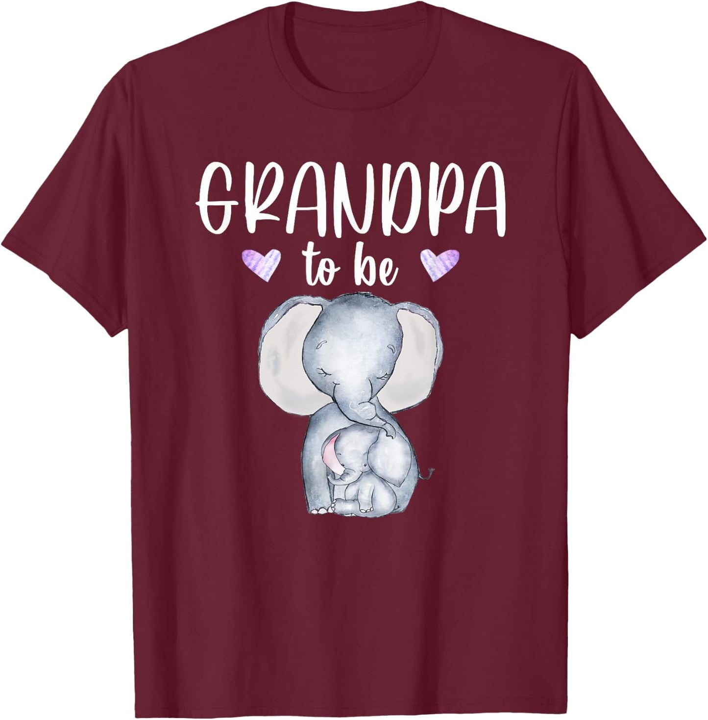 Grandpa To Be Elephant Baby Shower Future Grandpa T-Shirt - T-Shirt | Maroon
