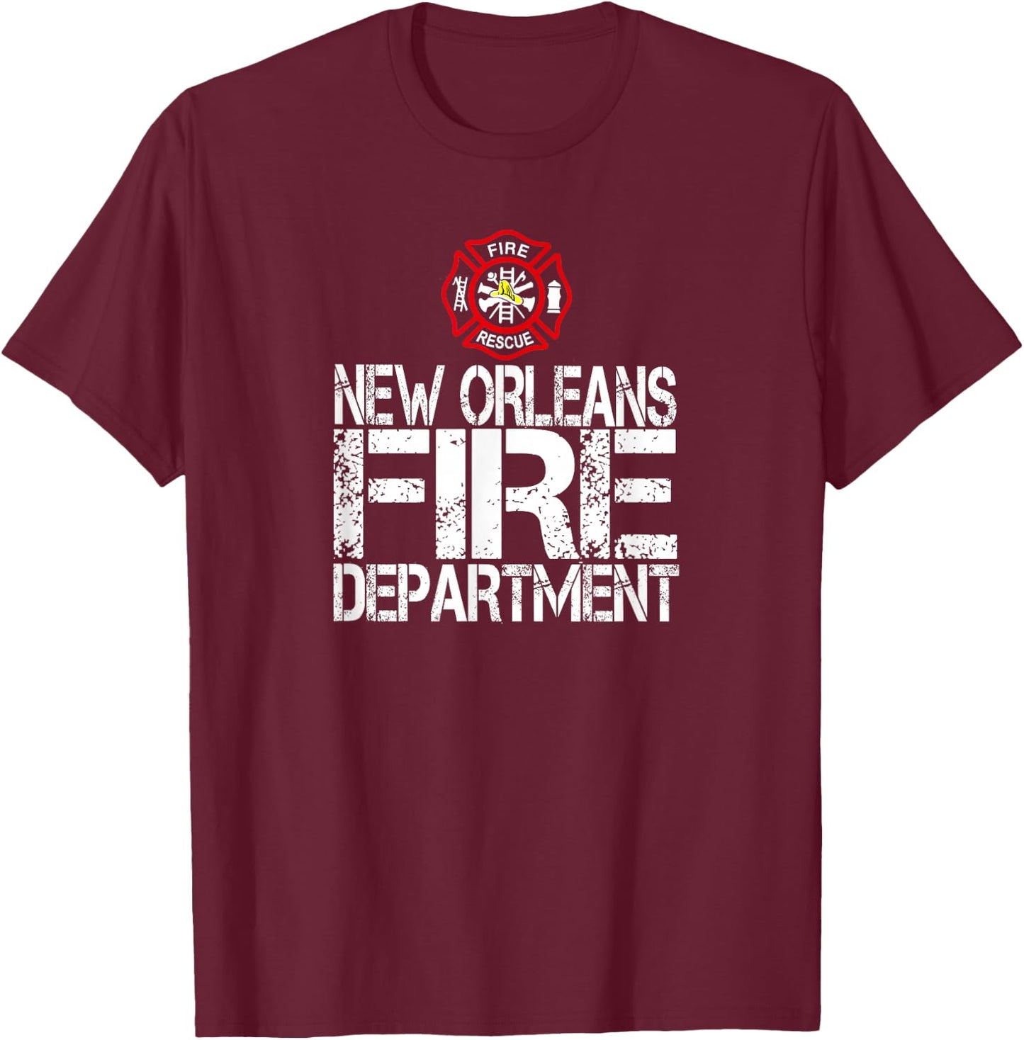 New Orleans Fire Dept with Florian Cross Family Kids Adults T-Shirt - T-Shirt | Maroon