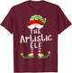 Artistic Elf Group Christmas Funny Pajama Party T-Shirt - T-Shirt | Maroon
