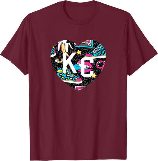 Kc 70 80s era KC Heart KC Kansas City 2-Letter KC Love Retro T-Shirt - T-Shirt | Maroon