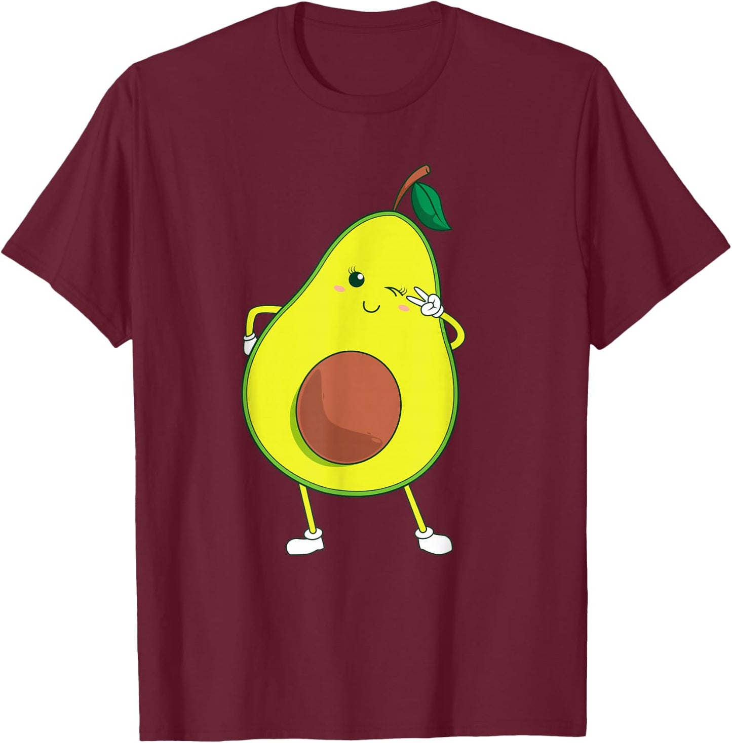 Cute Avocado Art For Kids Men Women Funny Winking Fruit T-Shirt - T-Shirt | Maroon