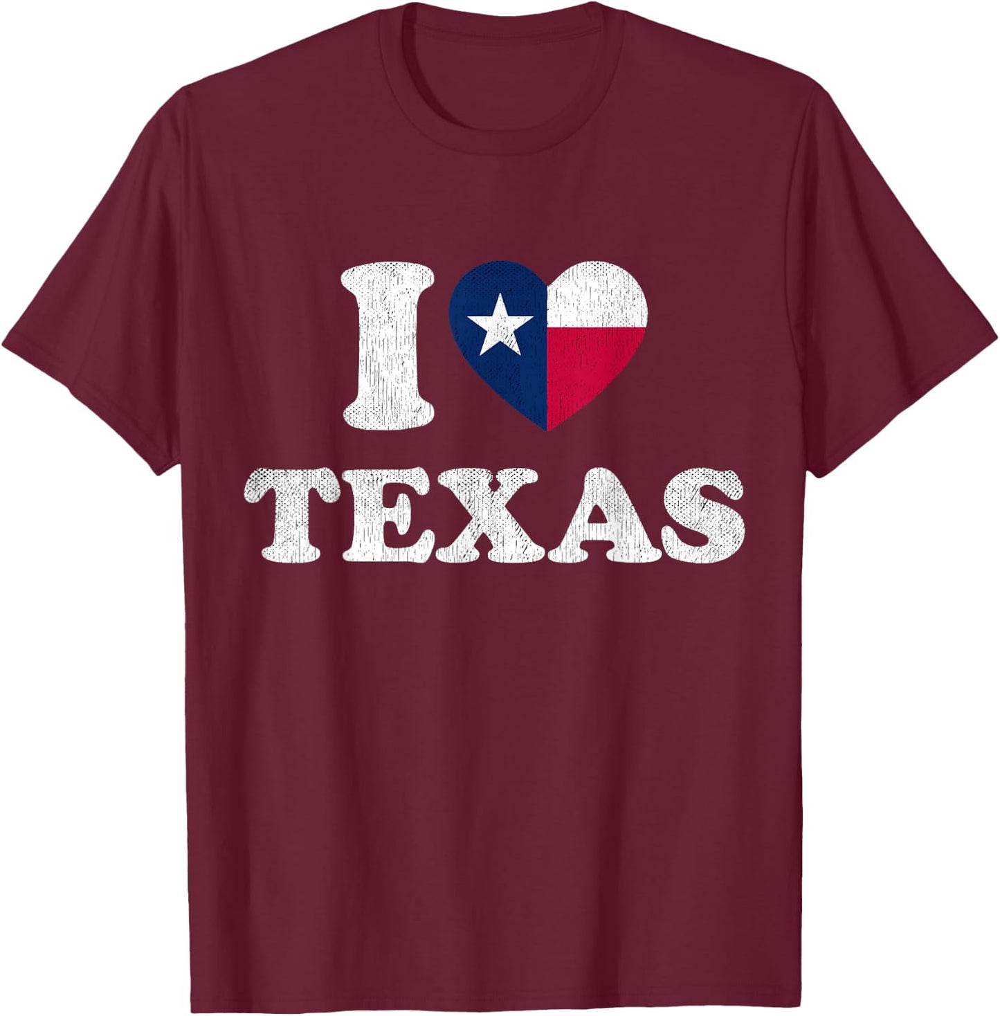 I Love Texas TX State Flag Souvenir T-Shirt - T-Shirt | Maroon