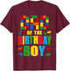Dad Of The Birthday Boy Building Blocks Bricks Builder T-Shirt - T-Shirt | Maroon