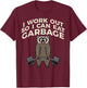 Raccoon I Workout So I Can Eat Garbage Gym Fitness Men Women T-Shirt - T-Shirt | Maroon