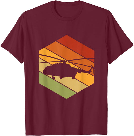 Vintage Helicopter Pilot - Retro Mil Mi-8 Helicopter T-Shirt - T-Shirt | Maroon