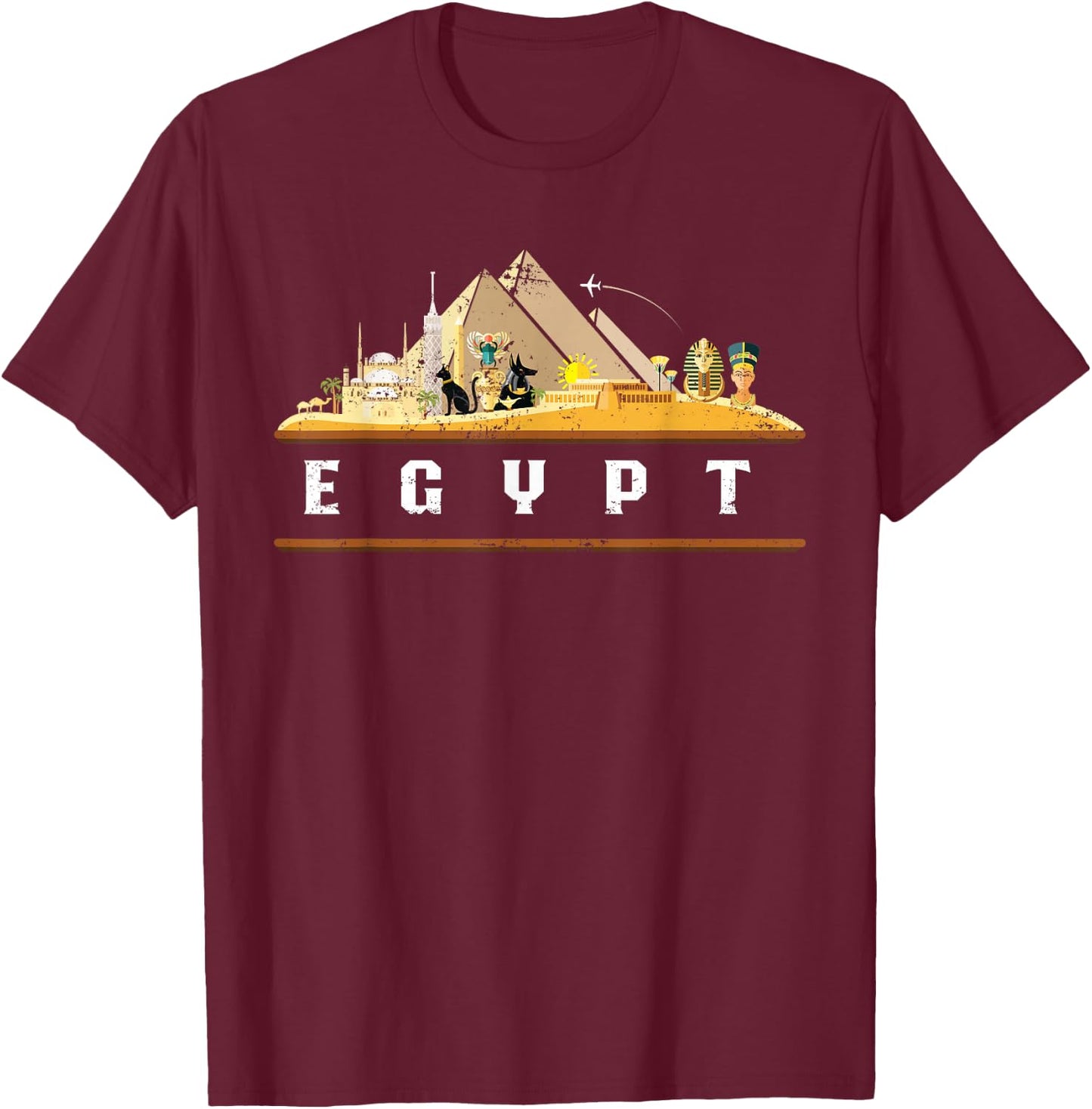 Egyptian Pyramids Gift Egyptian Culture Black -Adults Small Short Sleeve T-Shirt - T-Shirt | Maroon