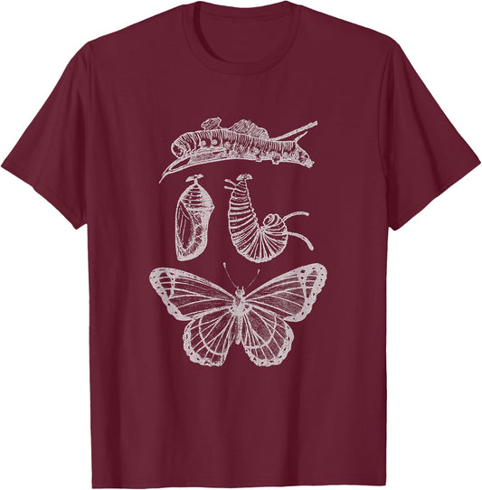 Butterfly Entomology Science Specimen Caterpillar Insect Bug T-Shirt - T-Shirt | Maroon
