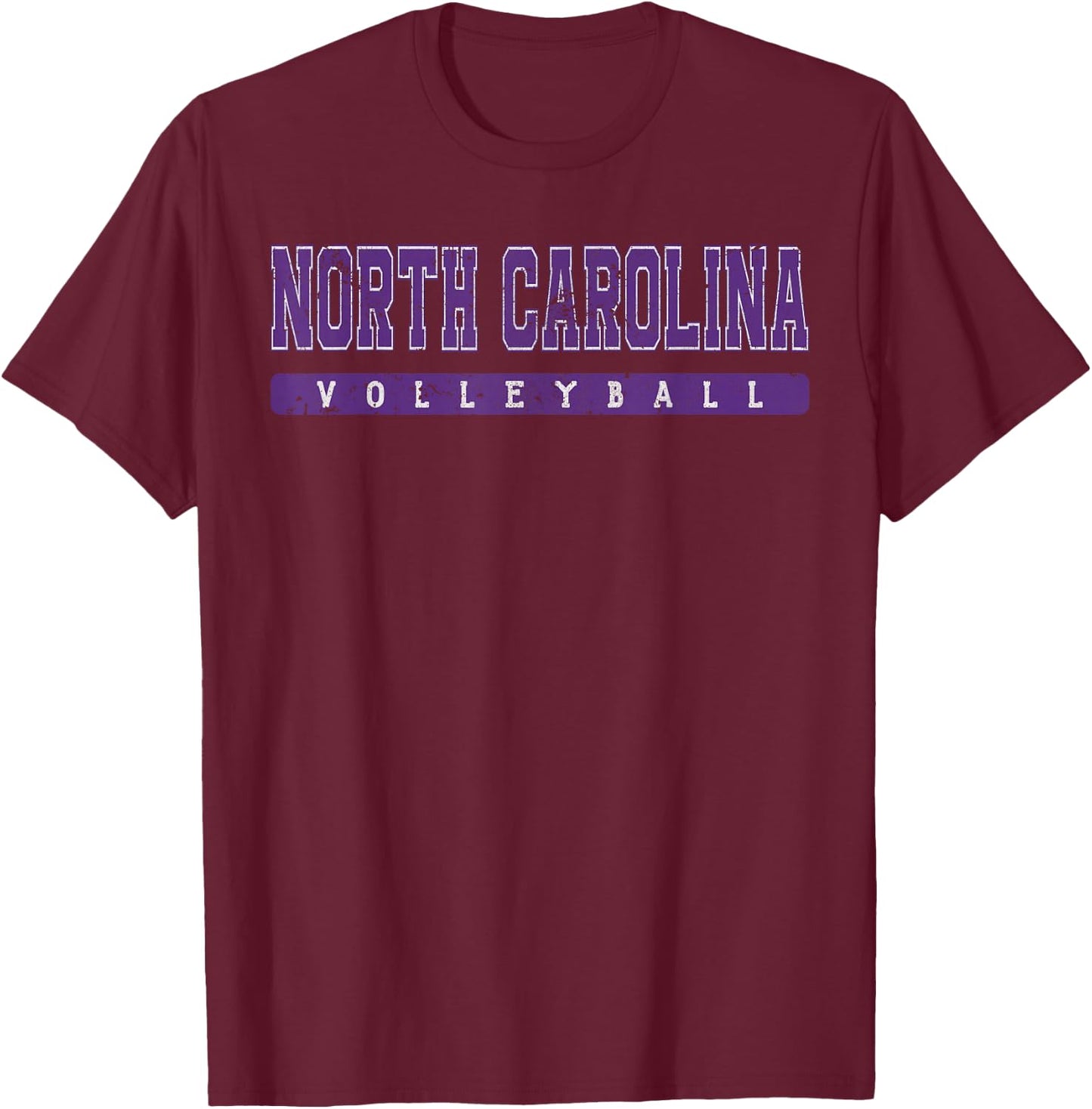 North Carolina Volleyball Purple Vintage Text T-Shirt - T-Shirt | Maroon