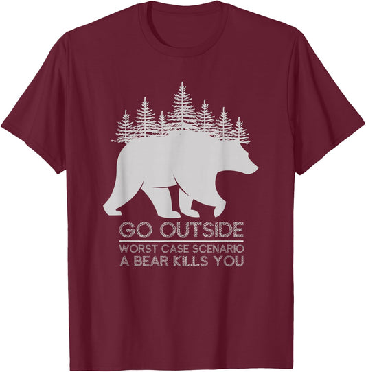 Outdoor Activities Nature Lovers Mountaineering Camping T-Shirt - T-Shirt | Maroon