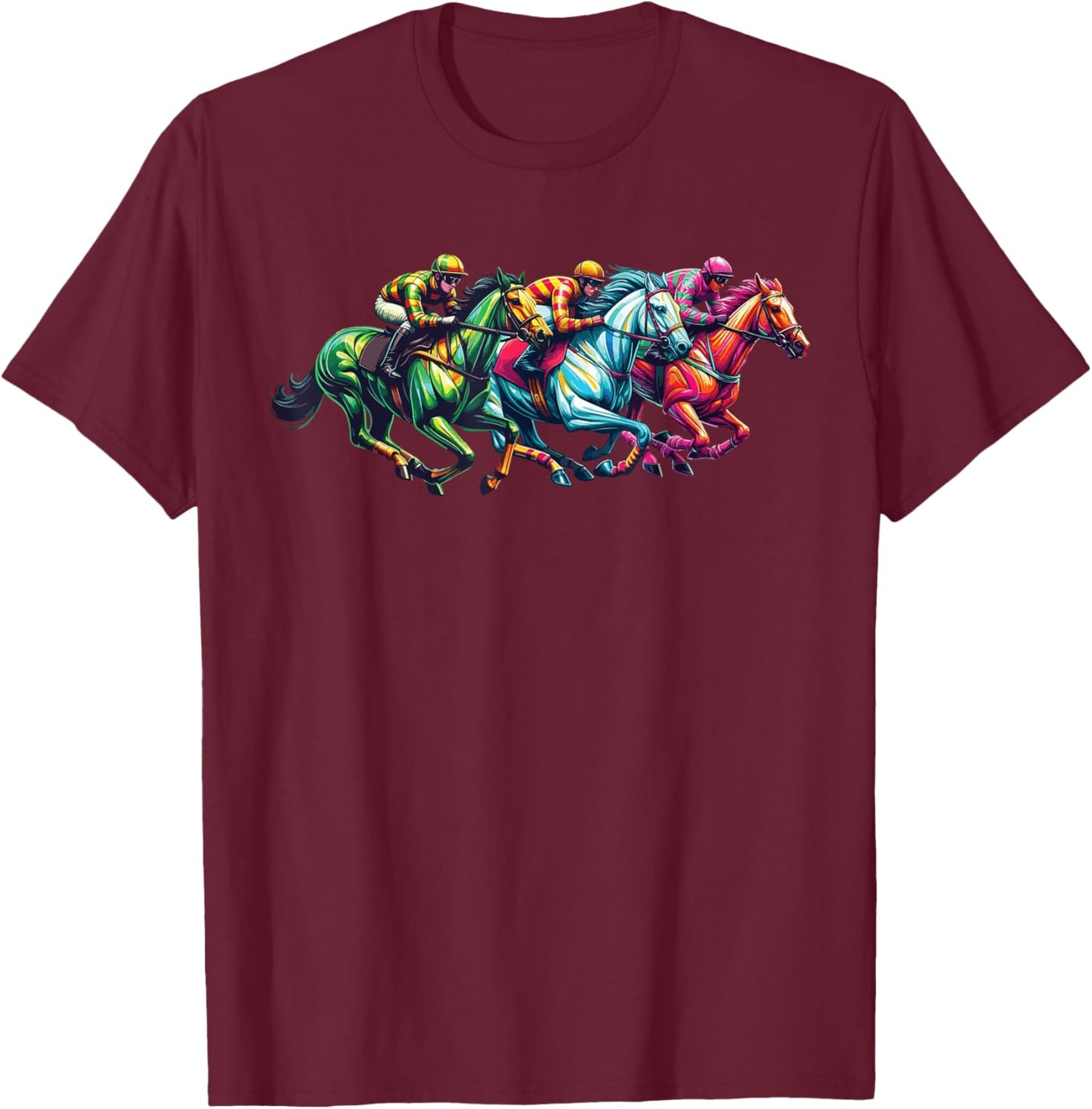 Funny Horse Racing Cool Jockey Racer Derby Rider Race Track T-Shirt - T-Shirt | Maroon