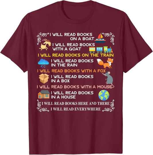 I will read books on a boat & everywhere reading T-Shirt - T-Shirt | Maroon