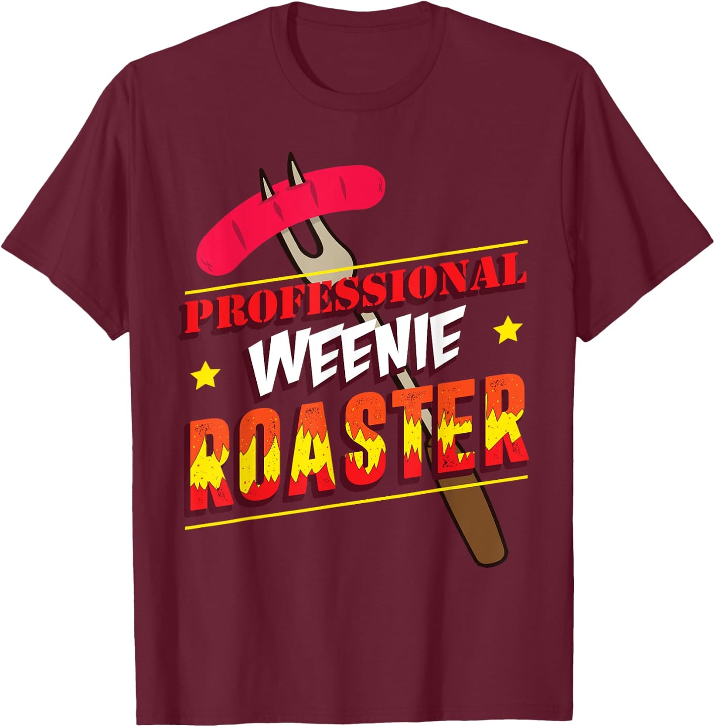 Funny Hotdog Barbecue - Grillmeister Weenie Roaster Men Women T-Shirt - T-Shirt | Maroon