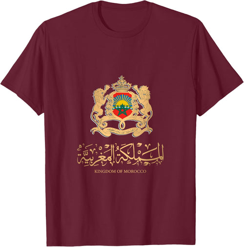 Golden Emblem of Kingdom of Morocco with Morocco Flag Sign