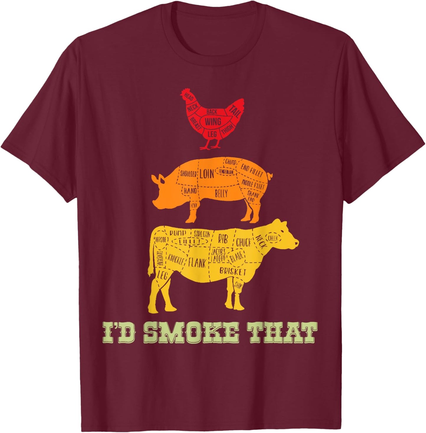 Id Smoke That - Barbecue - BBQ T-Shirt - T-Shirt | Maroon
