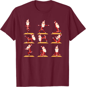 Santa Doing Yoga Exercises Poses Meditation Christmas Yoga T-Shirt - T-Shirt | Maroon