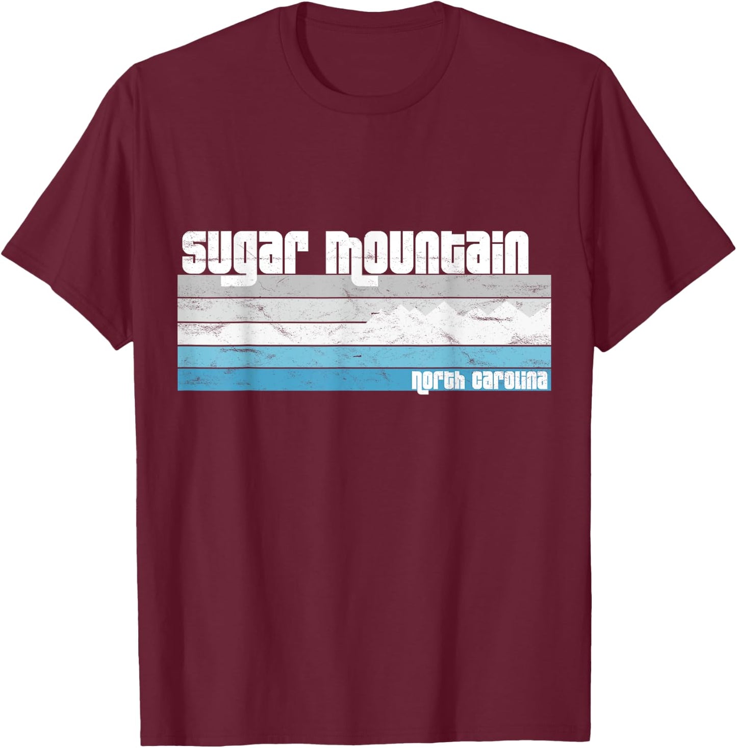 Sugar Mountain NC - North Carolina Retro Skiing Snowboarding T-Shirt - T-Shirt | Maroon
