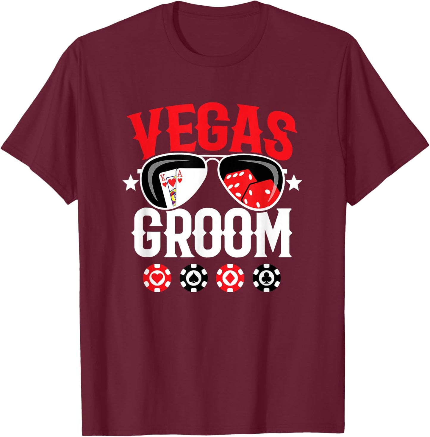 Vegas Bachelor Party - Married in Vegas - Groom Squad T-Shirt - T-Shirt | Maroon
