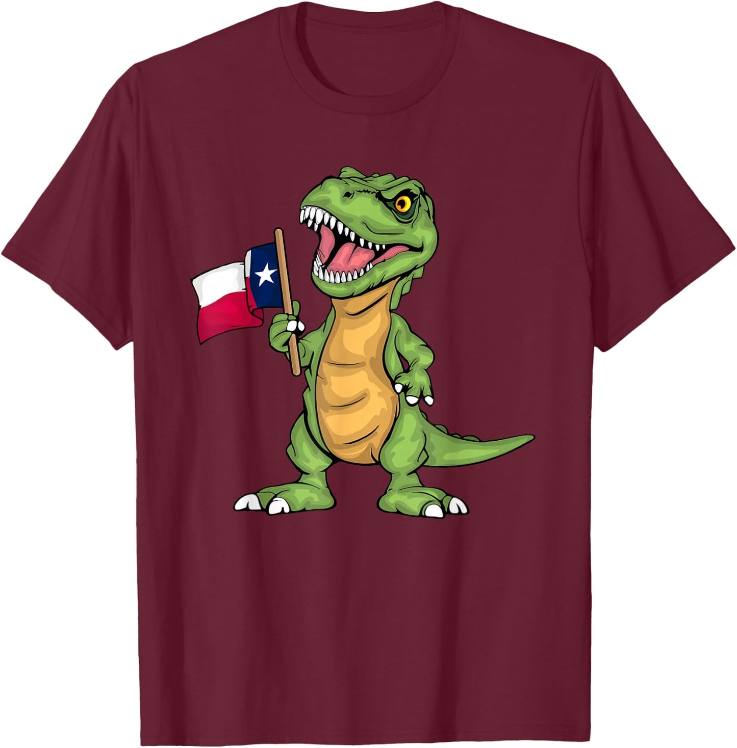 Texas Lover Kids Dinosaur Lover USA Texas Flag T-Shirt - T-Shirt | Maroon
