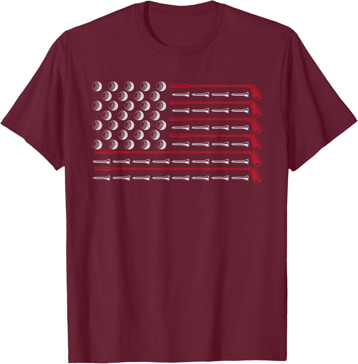 USA Flag Golf Club Sport Gift America Golf T-Shirt - T-Shirt | Maroon