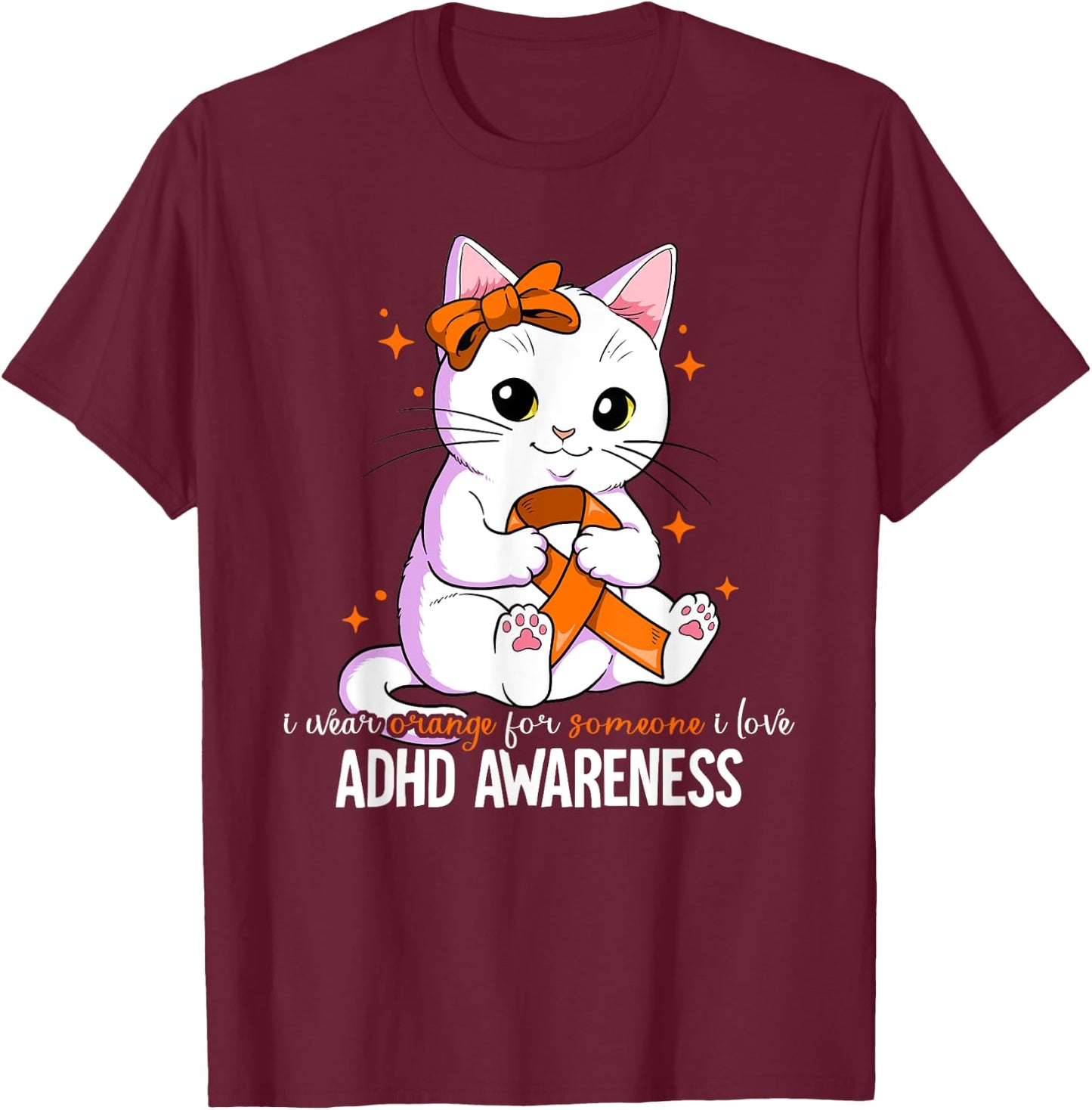 ADHD Gift ADHD Awareness -Kids Black Cotton Blend Small T-Shirt - T-Shirt | Maroon