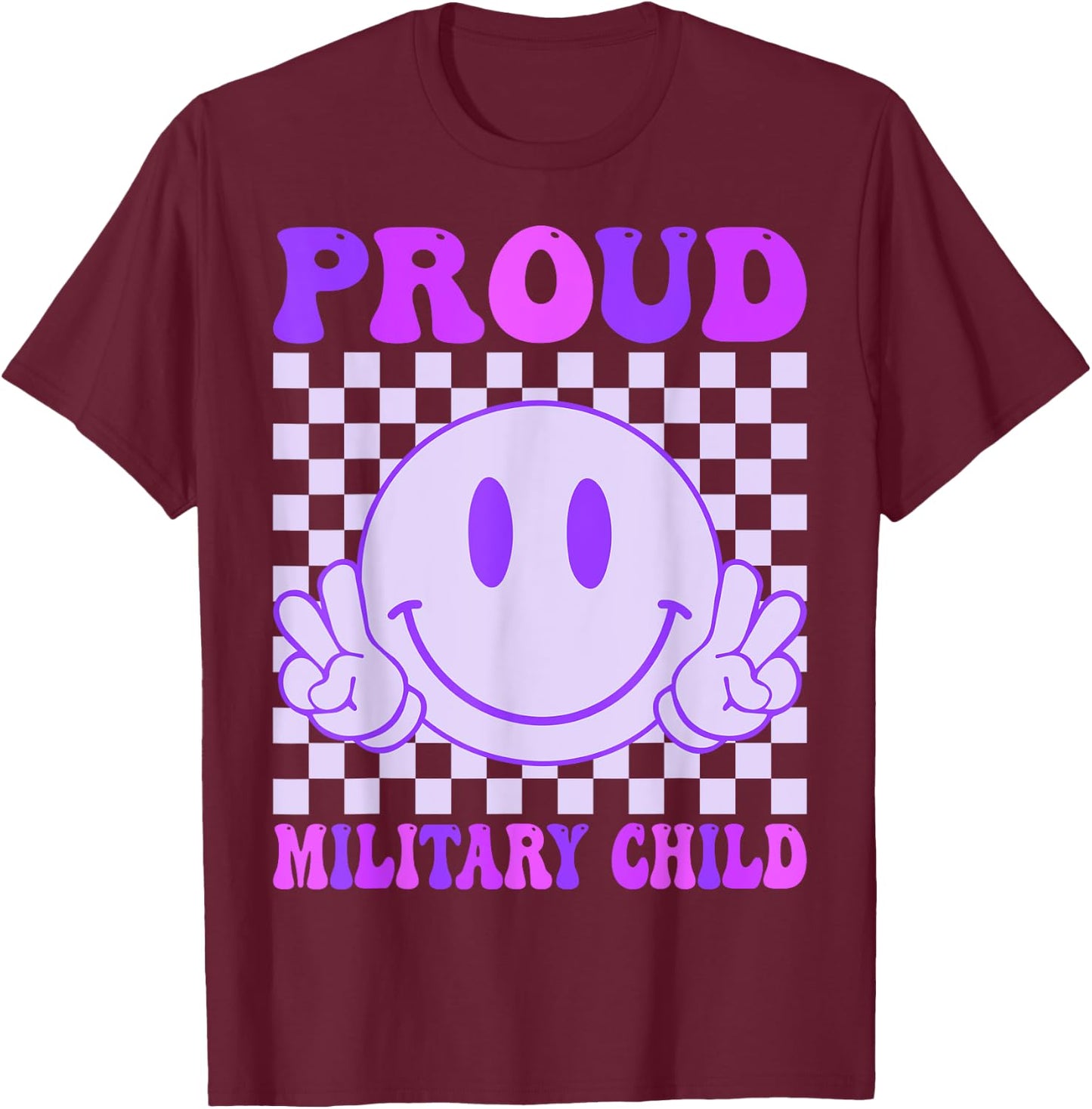 Proud Military Child Purple Up For Military Kids T-Shirt - T-Shirt | Maroon