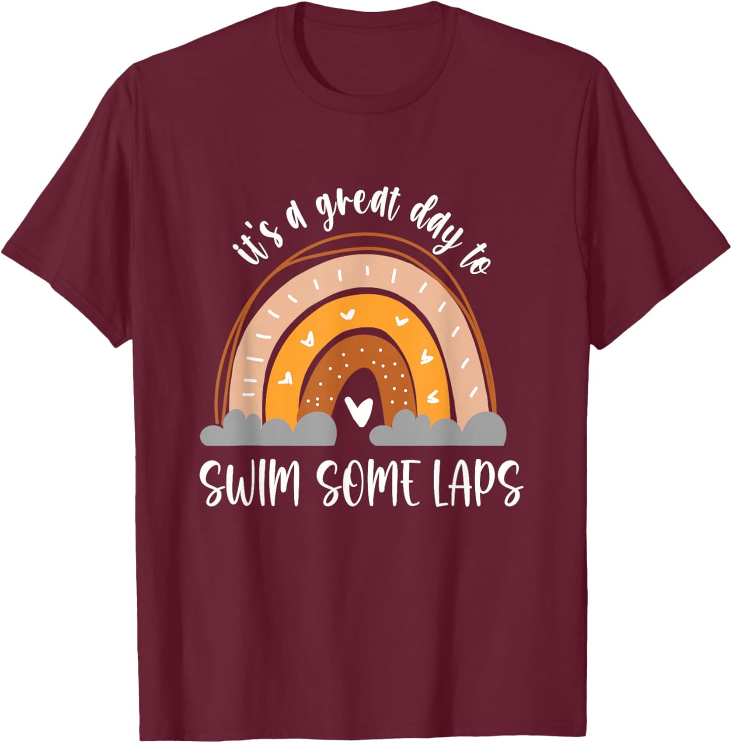 Swim some laps swimmer Boho Kids Heart Rainbow T-Shirt - T-Shirt | Maroon