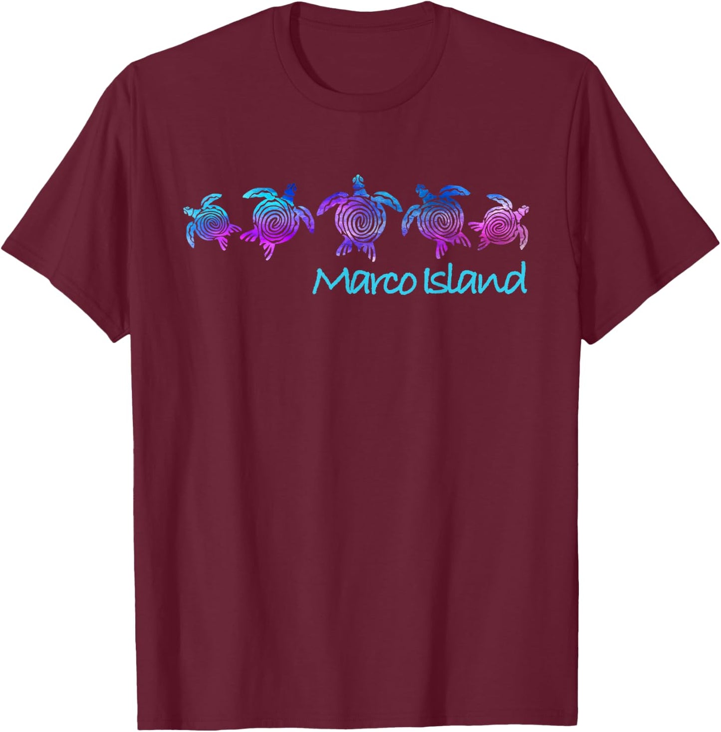 Marco Island Beach Design / Tribal Turtle Gift T-Shirt - T-Shirt | Maroon